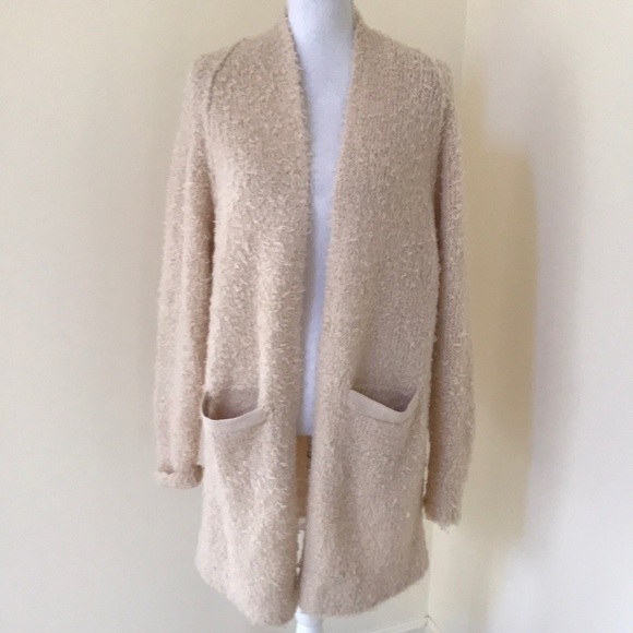NWT! Free People XS cream long wool blend Cardigan - Picture 2 of 8